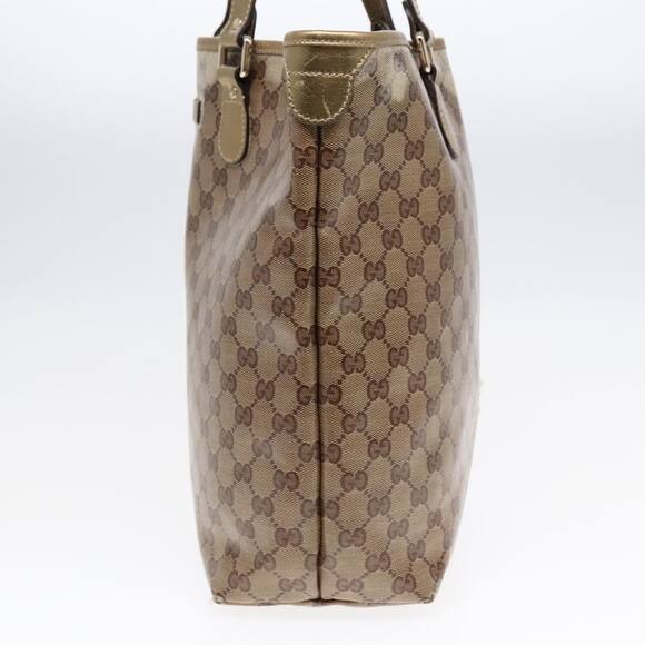 GUCCI GG Crystal Tote Bag Coated Canvas Beige Gold - Picture 5 of 12
